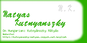 matyas kutnyanszky business card