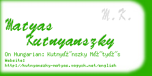 matyas kutnyanszky business card